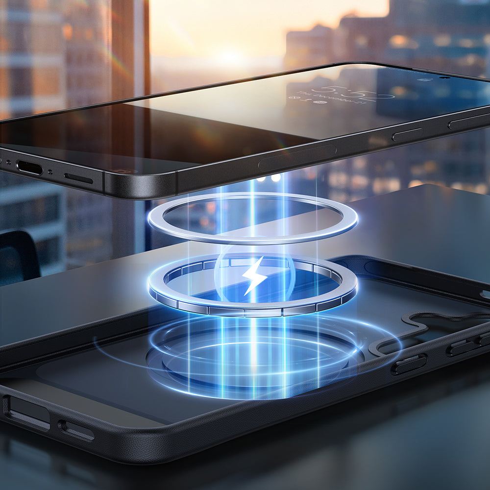Coque MagSafe pour Samsung Galaxy S24 S921, Torras, Pstand, Noire