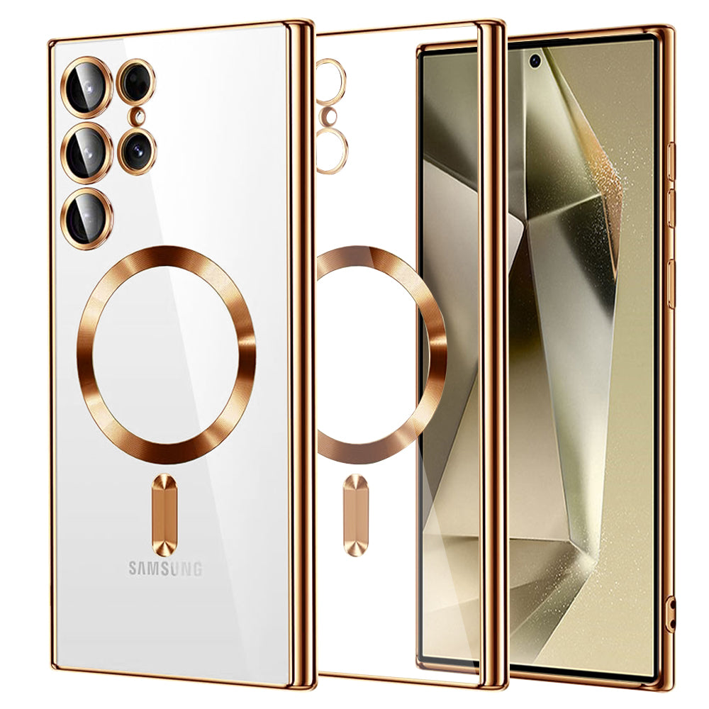 Coque MagSafe pour Samsung Galaxy S24 Ultra S928, Techsuit, Luxury Crystal, Dorée
