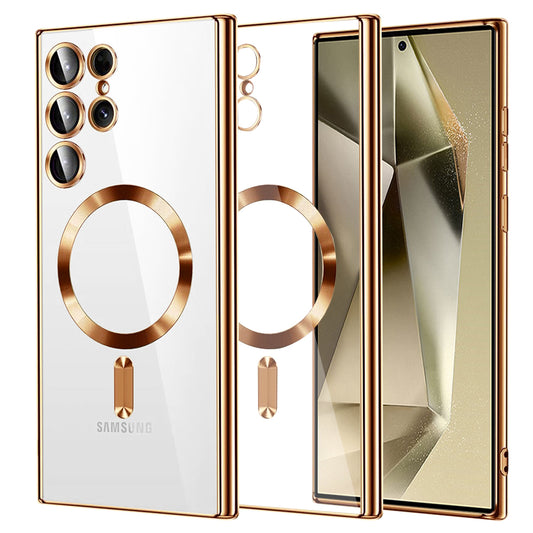 Coque MagSafe pour Samsung Galaxy S24 Ultra S928, Techsuit, Luxury Crystal, Dorée