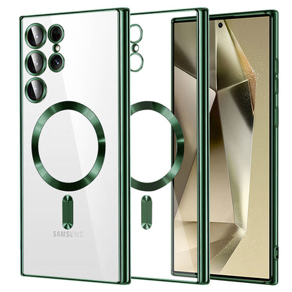 Coque MagSafe pour Samsung Galaxy S24 Ultra S928, Techsuit, Luxury Crystal, Vert Foncé