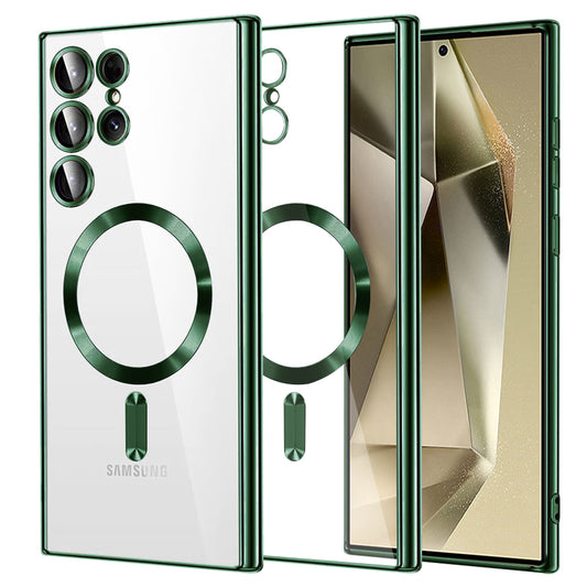 MagSafe Case for Samsung Galaxy S24 Ultra S928, Techsuit, Luxury Crystal, Dark Green