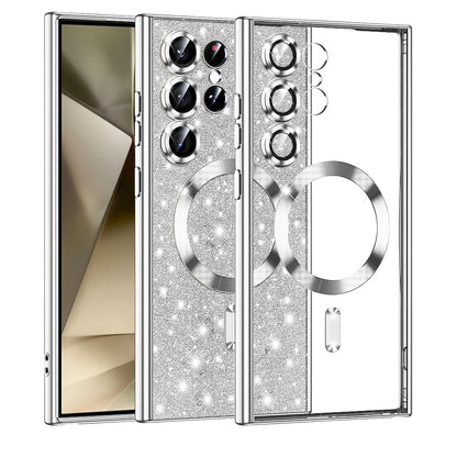 Coque MagSafe pour Samsung Galaxy S24 Ultra S928, Techsuit, Luxury Glitter, Argentée