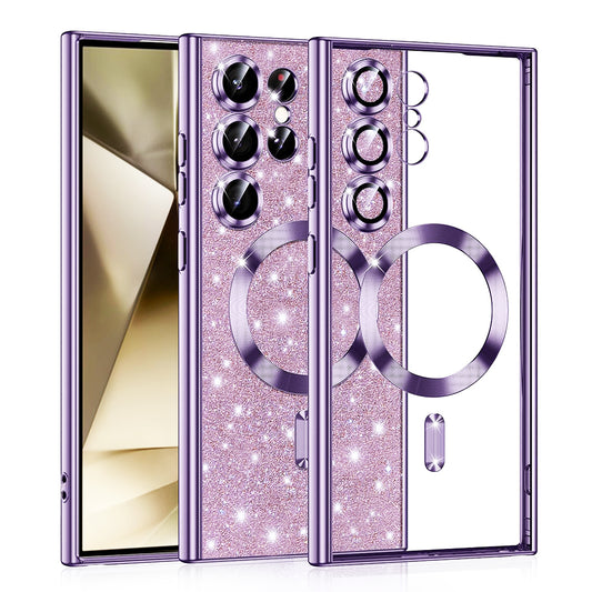 Coque MagSafe pour Samsung Galaxy S24 Ultra S928, Techsuit, Luxury Glitter, Violet Clair