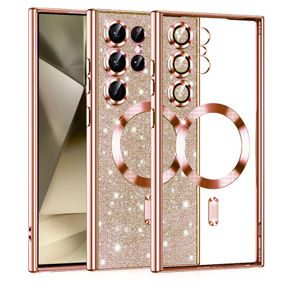 Coque MagSafe pour Samsung Galaxy S24 Ultra S928, Techsuit, Luxury Glitter, Rose Doré