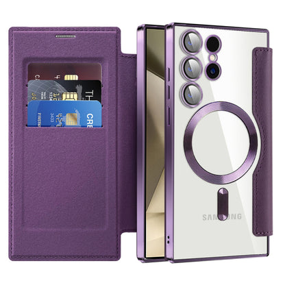 Coque MagSafe pour Samsung Galaxy S24 Ultra S928, Techsuit, SmartMag Book, Violet