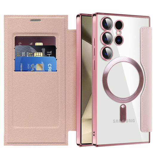 Coque MagSafe pour Samsung Galaxy S24 Ultra S928, Techsuit, SmartMag Book, Rose