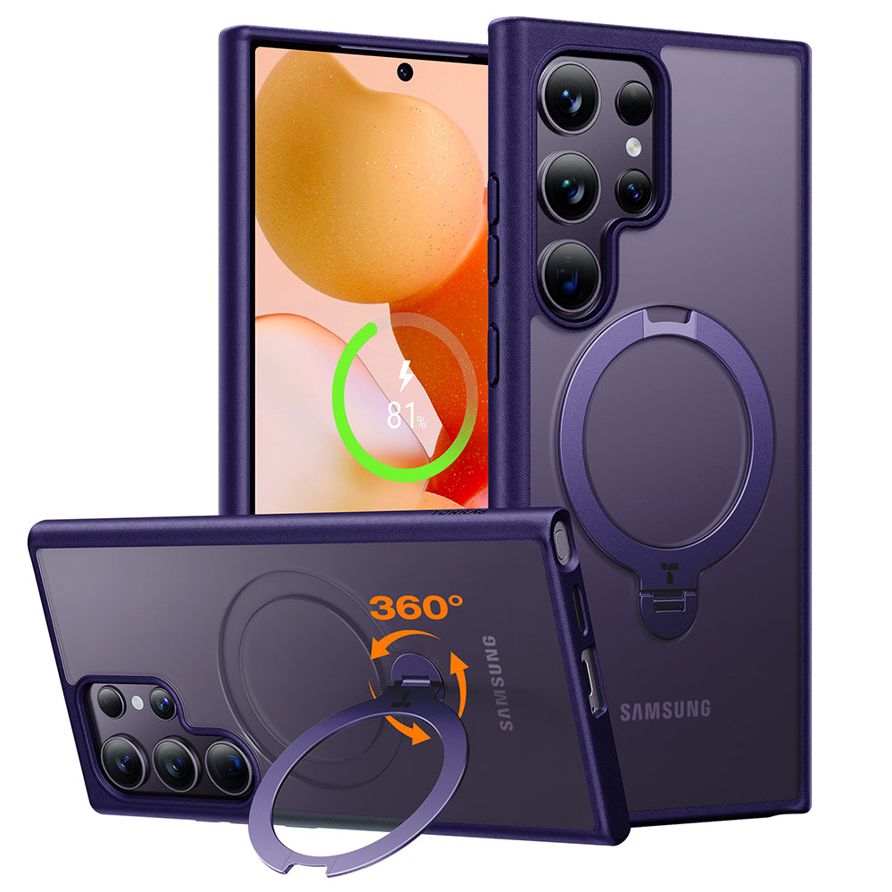 Coque MagSafe pour Samsung Galaxy S24 Ultra S928, Torras, Ostand Spin, Violet