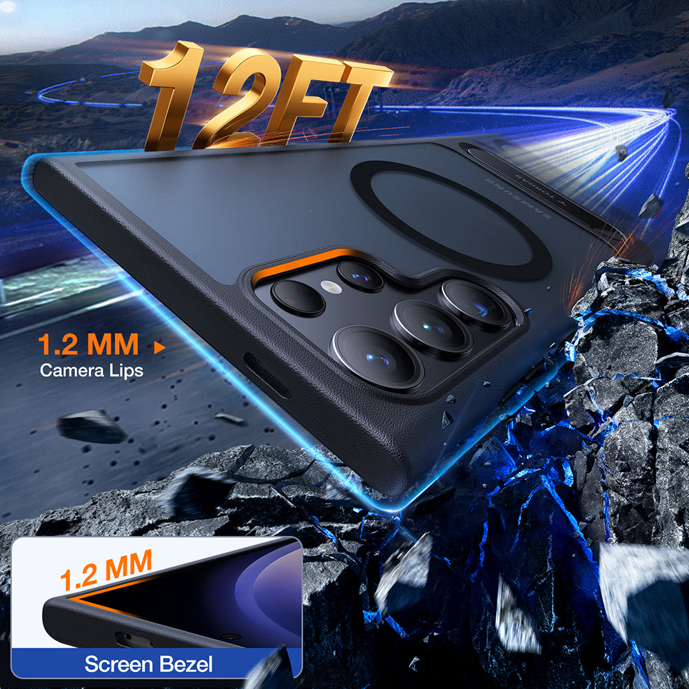 Coque MagSafe pour Samsung Galaxy S24 Ultra S928, Torras, Pstand, Noire