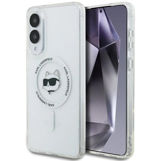 Coque MagSafe pour Samsung Galaxy S25 Edge S937, Karl Lagerfeld, IML Choupette's Head, Blanche