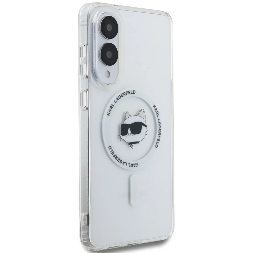 Coque MagSafe pour Samsung Galaxy S25 Edge S937, Karl Lagerfeld, IML Choupette's Head, Blanche