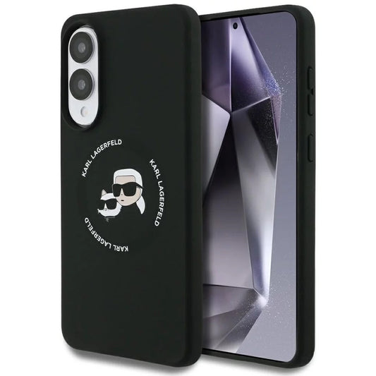 Étui MagSafe pour Samsung Galaxy S25 Edge S937, Karl Lagerfeld, Silicone Double Heads, Noir