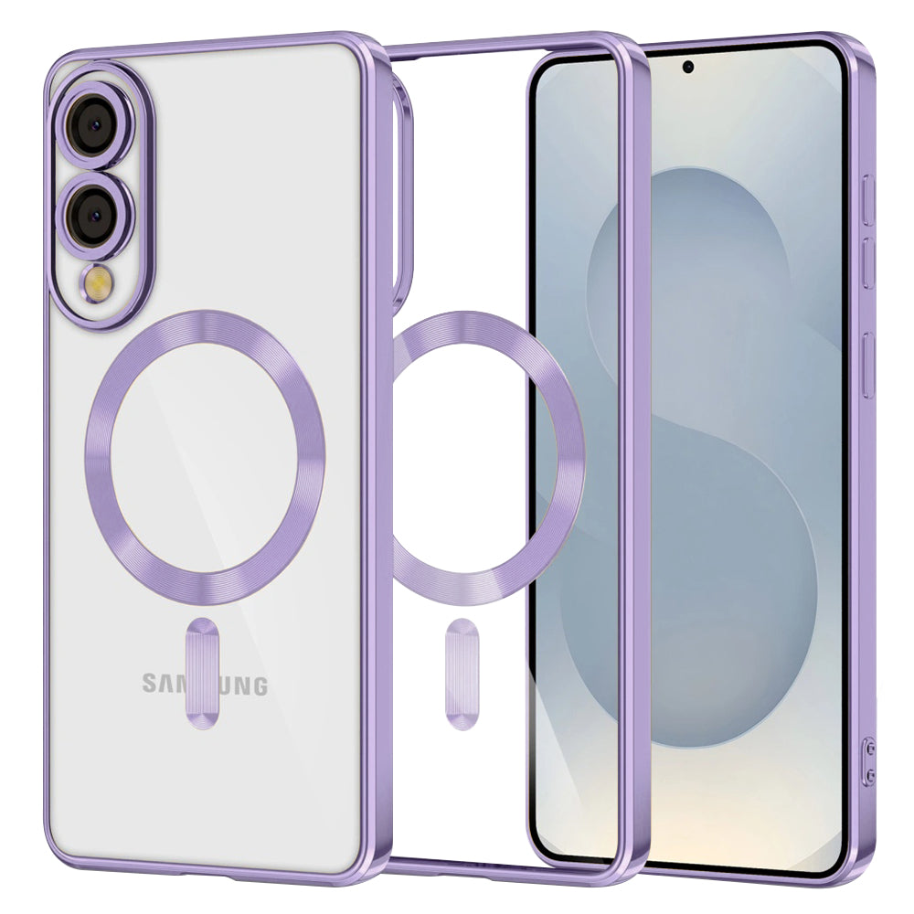 Coque MagSafe pour Samsung Galaxy S25 Edge S937, Techsuit, Luxury Crystal, Violet Clair