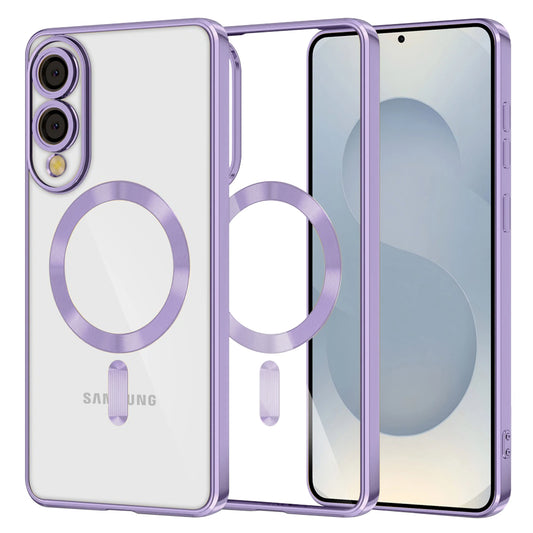 Coque MagSafe pour Samsung Galaxy S25 Edge S937, Techsuit, Luxury Crystal, Violet Clair