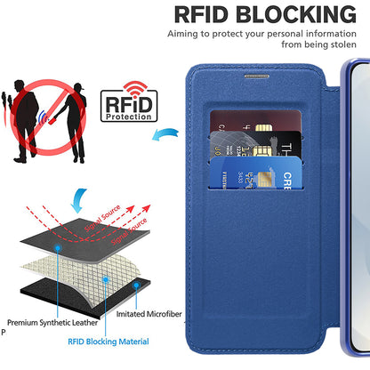 Coque MagSafe pour Samsung Galaxy S25 Edge S937, Techsuit, SmartMag Book, Bleue