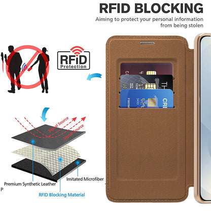 Coque MagSafe pour Samsung Galaxy S25 Edge S937, Techsuit, SmartMag Book, Marron