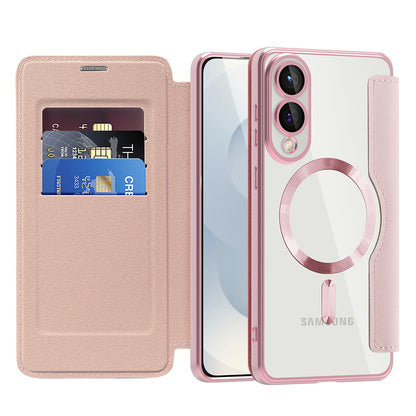 Coque MagSafe pour Samsung Galaxy S25 Edge S937, Techsuit, SmartMag Book, Rose
