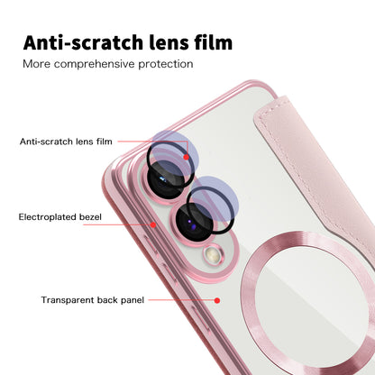 Coque MagSafe pour Samsung Galaxy S25 Edge S937, Techsuit, SmartMag Book, Rose