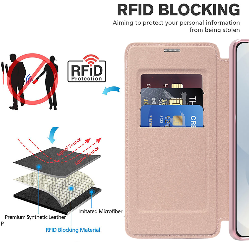 Coque MagSafe pour Samsung Galaxy S25 Edge S937, Techsuit, SmartMag Book, Rose