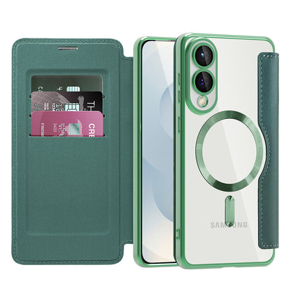 Coque MagSafe pour Samsung Galaxy S25 Edge S937, Techsuit, SmartMag Book, Vert