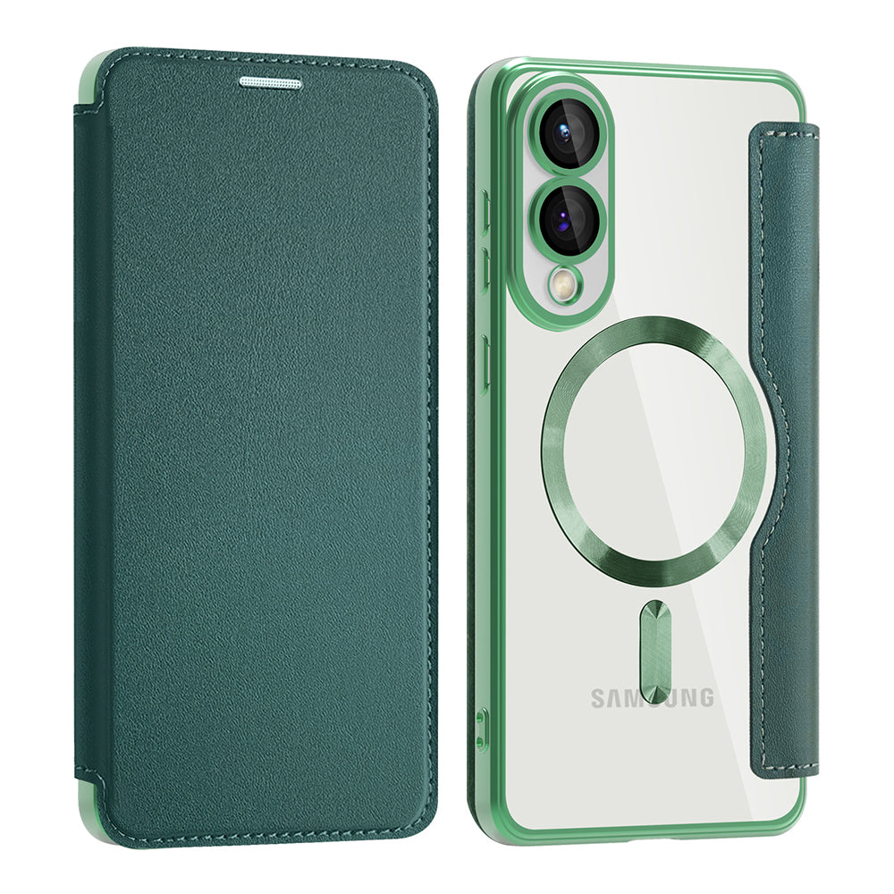 Coque MagSafe pour Samsung Galaxy S25 Edge S937, Techsuit, SmartMag Book, Vert