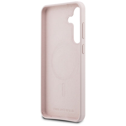Étui MagSafe pour Samsung Galaxy S25 FE, Karl Lagerfeld, Silicone Karl & Choupette's Heads, Rose