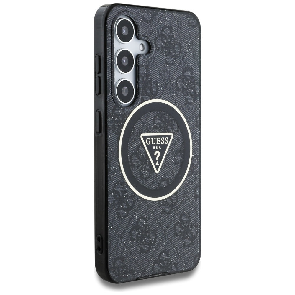 Étui MagSafe pour Samsung Galaxy S25+ S936, Guess, IML Glitter 4G Circle Triangle, Noir