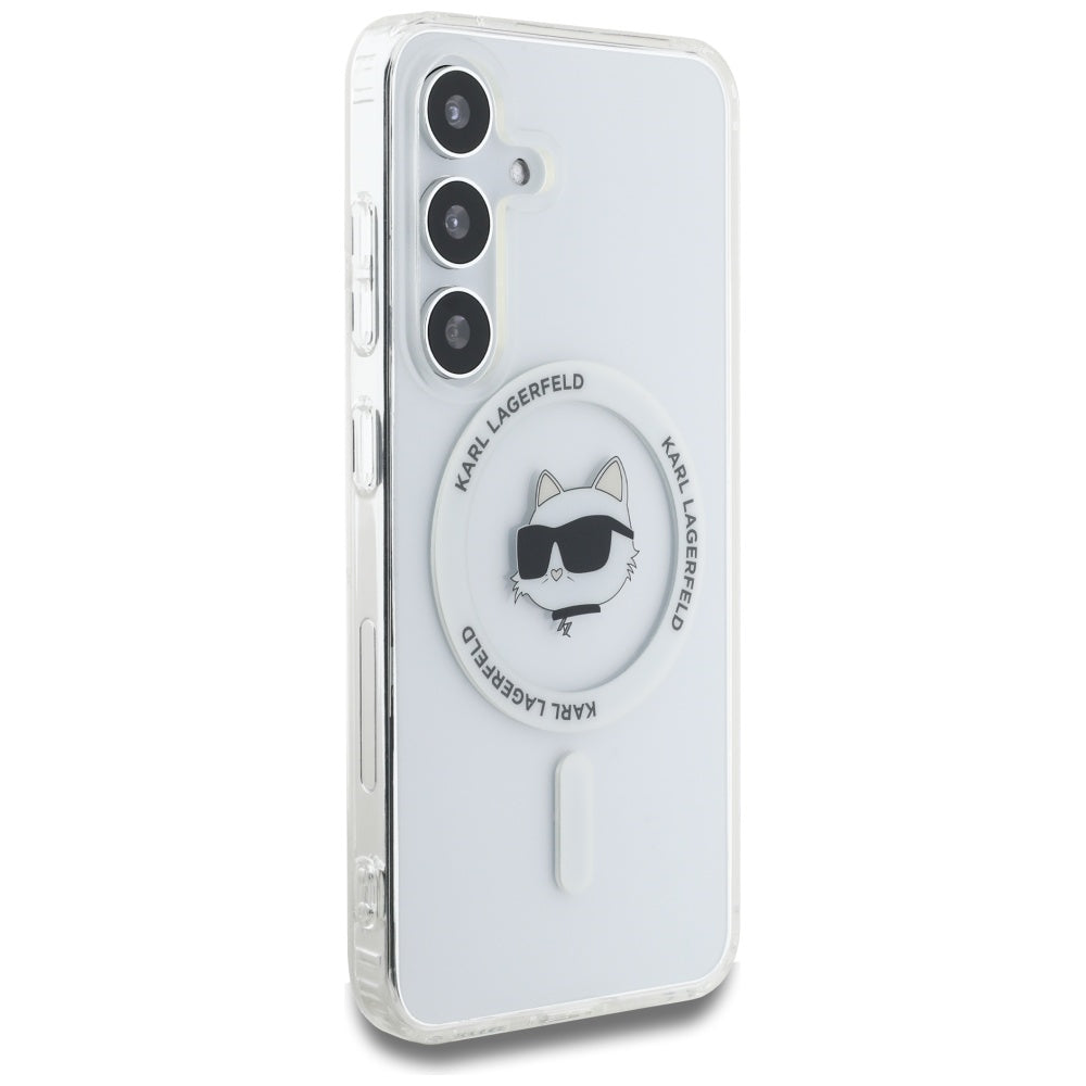 Coque MagSafe pour Samsung Galaxy S25+ S936, Karl Lagerfeld, IML Choupette's Head, Blanche