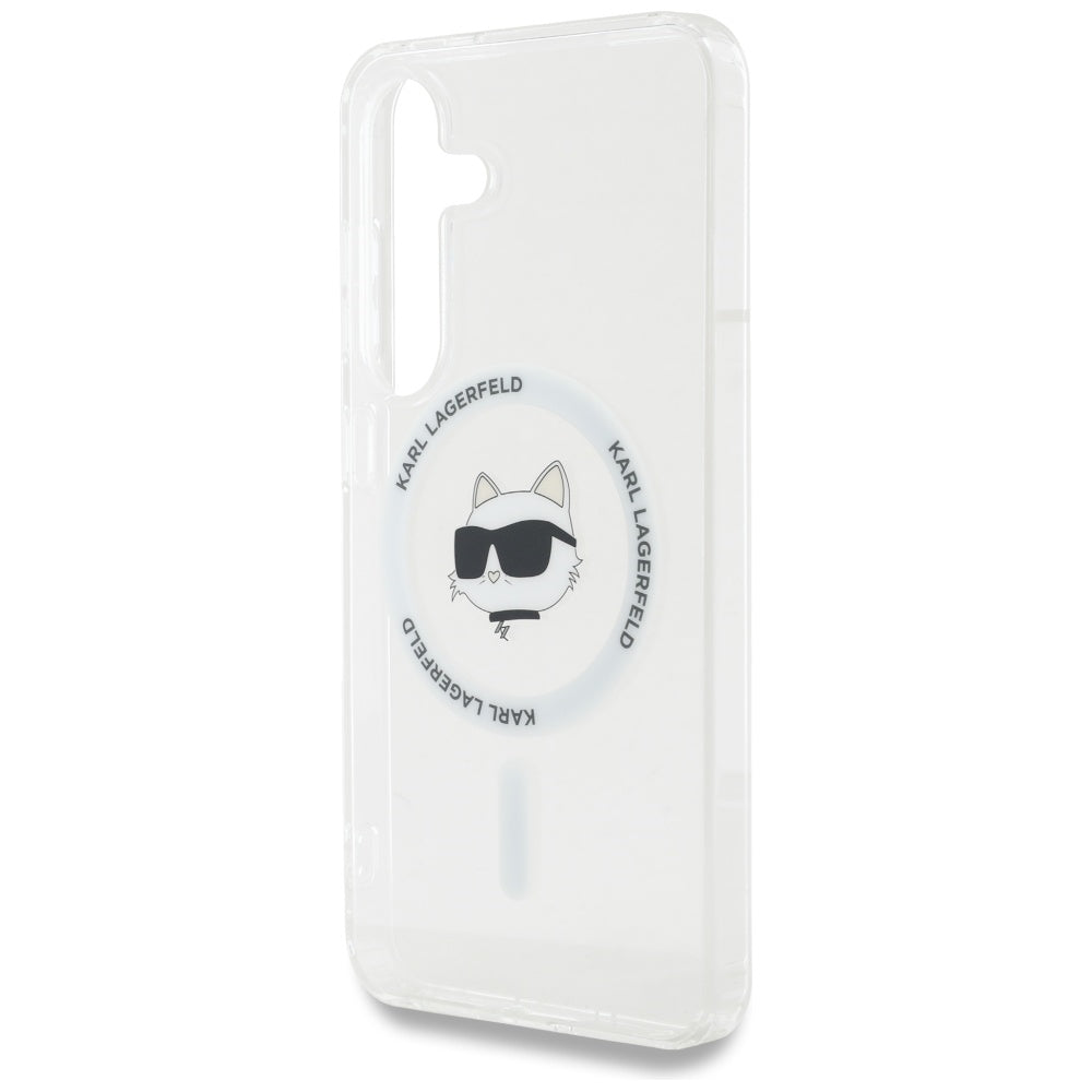 Coque MagSafe pour Samsung Galaxy S25+ S936, Karl Lagerfeld, IML Choupette's Head, Blanche