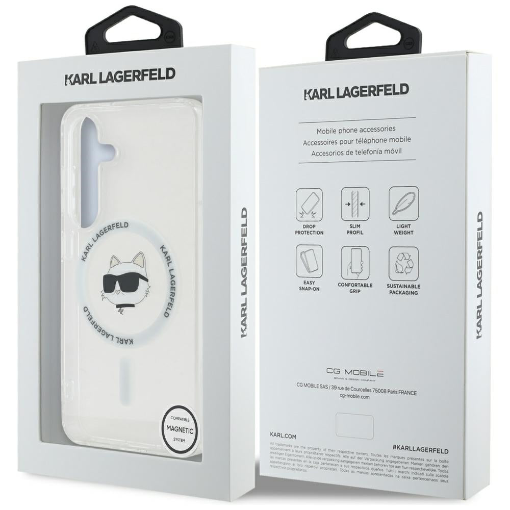 Coque MagSafe pour Samsung Galaxy S25+ S936, Karl Lagerfeld, IML Choupette's Head, Blanche