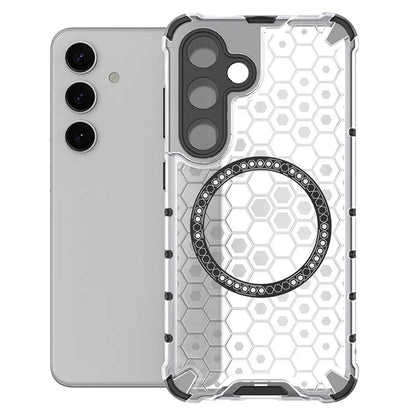 Coque MagSafe pour Samsung Galaxy S25+ S936, Techsuit, HoneyComb Shield, Blanche