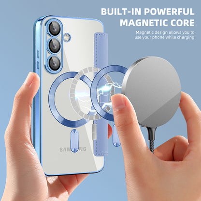 Coque MagSafe pour Samsung Galaxy S25+ S936, Techsuit, SmartMag Book, Bleu