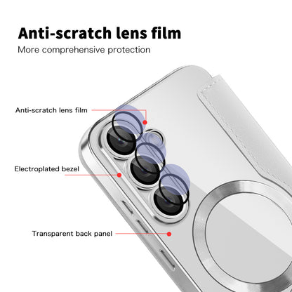 Coque MagSafe pour Samsung Galaxy S25+ S936, Techsuit, SmartMag Book, Gris