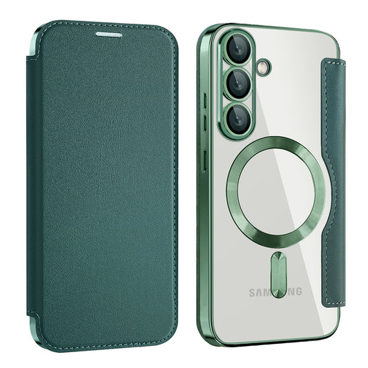 Coque MagSafe pour Samsung Galaxy S25+ S936, Techsuit, SmartMag Book, Vert