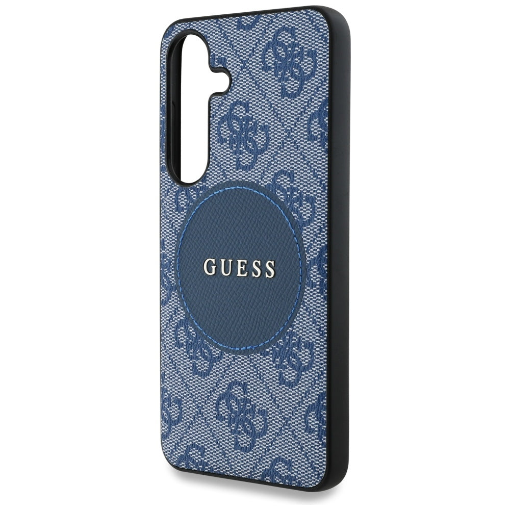 Coque MagSafe pour Samsung Galaxy S25 S931, Guess, 4G Circle Classic Logo, Bleue
