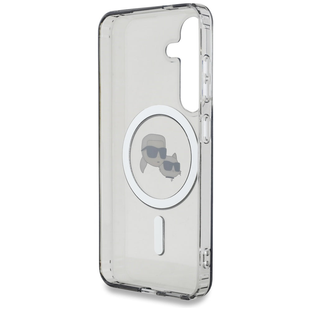 Housse MagSafe pour Samsung Galaxy S25 S931, Karl Lagerfeld, IML Metal Karl & Choupette's Heads, Noire