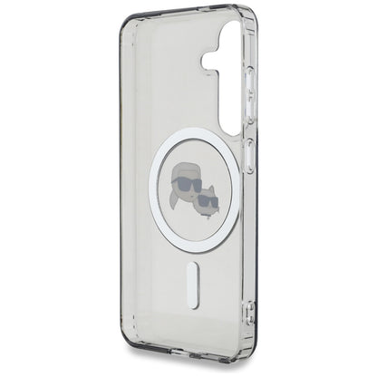 Housse MagSafe pour Samsung Galaxy S25 S931, Karl Lagerfeld, IML Metal Karl & Choupette's Heads, Noire