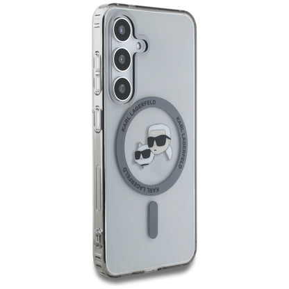 Housse MagSafe pour Samsung Galaxy S25 S931, Karl Lagerfeld, IML Metal Karl & Choupette's Heads, Noire