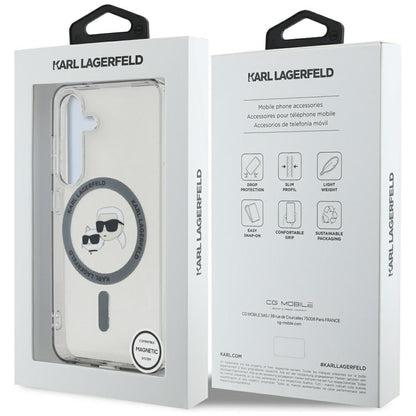 Housse MagSafe pour Samsung Galaxy S25 S931, Karl Lagerfeld, IML Metal Karl & Choupette's Heads, Noire