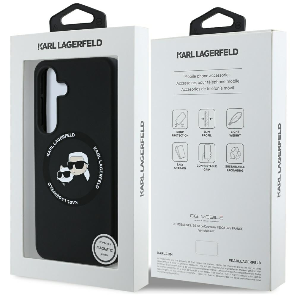 Housse MagSafe pour Samsung Galaxy S25 S931, Karl Lagerfeld, Silicone Double Heads, Noire