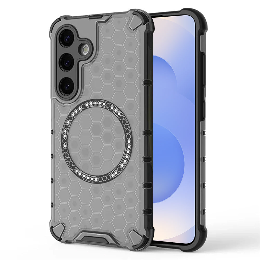Coque MagSafe pour Samsung Galaxy S25 S931, Techsuit, HoneyComb Shield, Noire
