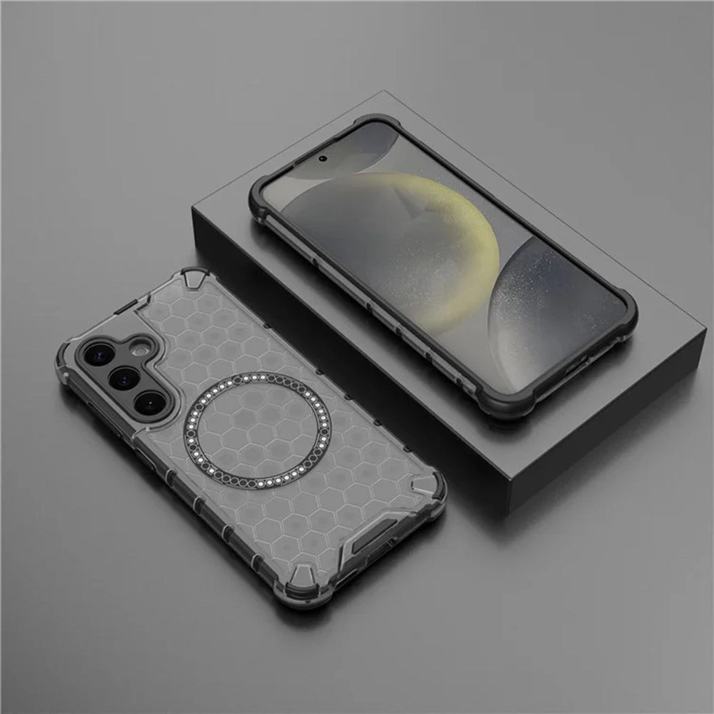 Coque MagSafe pour Samsung Galaxy S25 S931, Techsuit, HoneyComb Shield, Noire