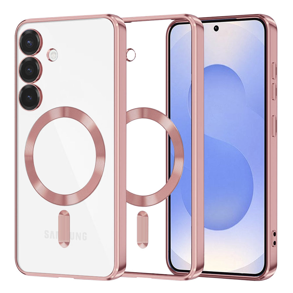 Coque MagSafe pour Samsung Galaxy S25 S931, Techsuit, Luxury Crystal, Rose