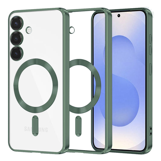 Coque MagSafe pour Samsung Galaxy S25 S931, Techsuit, Luxury Crystal, Vert Foncé