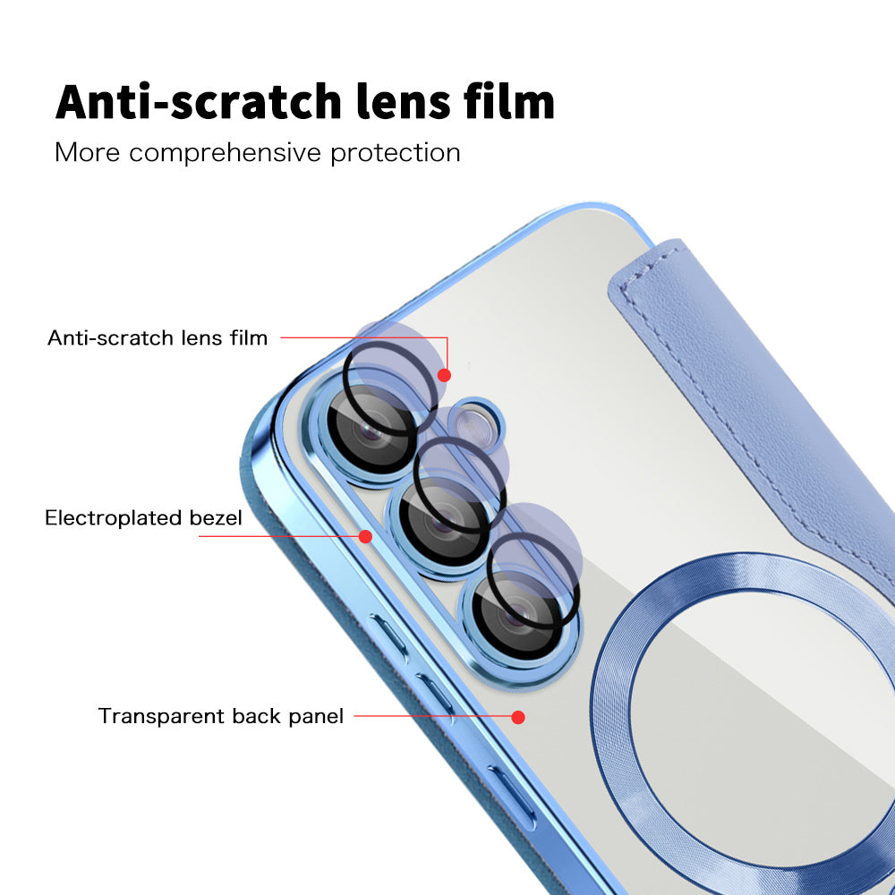 Coque MagSafe pour Samsung Galaxy S25 S931, Techsuit, SmartMag Book, Bleu