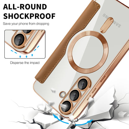 Coque MagSafe pour Samsung Galaxy S25 S931, Techsuit, SmartMag Book, Marron