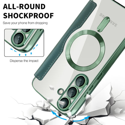 Coque MagSafe pour Samsung Galaxy S25 S931, Techsuit, SmartMag Book, Vert