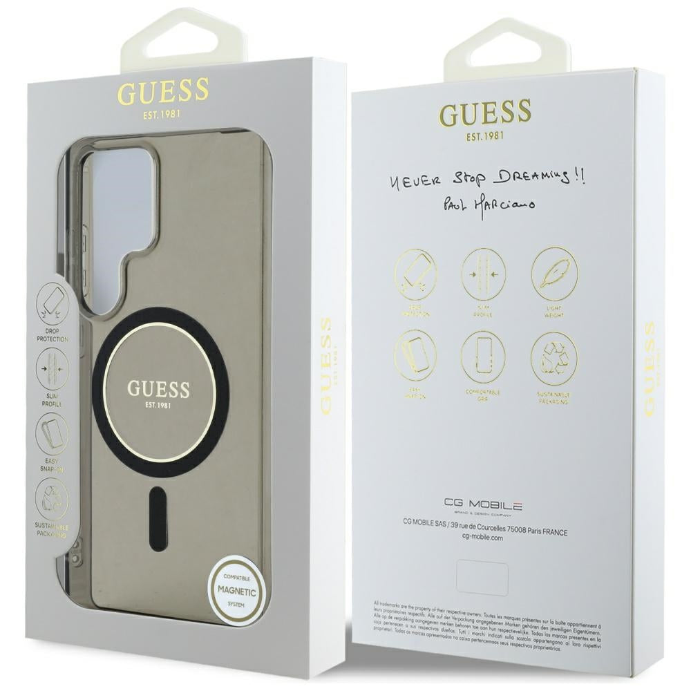 Étui MagSafe pour Samsung Galaxy S25 Ultra S938, Guess, IML Glitter Circle, Noir