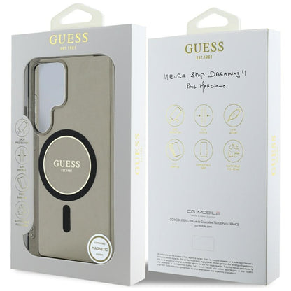 Étui MagSafe pour Samsung Galaxy S25 Ultra S938, Guess, IML Glitter Circle, Noir