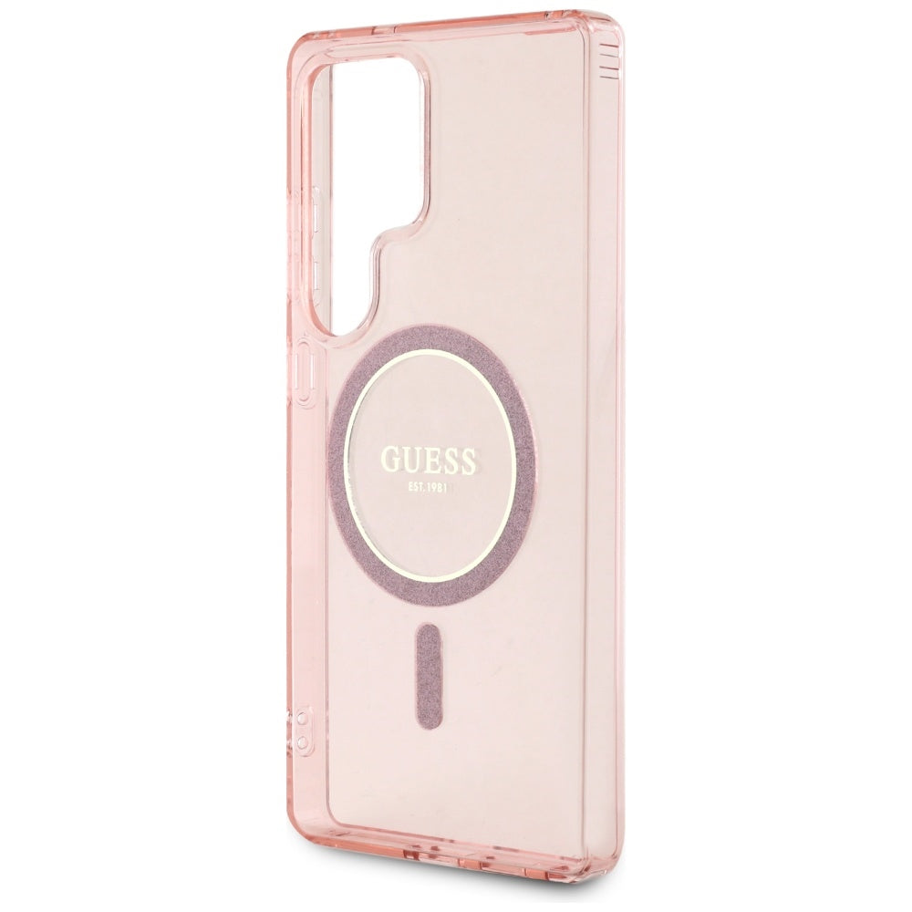Étui MagSafe pour Samsung Galaxy S25 Ultra S938, Guess, IML Glitter Circle, Rose