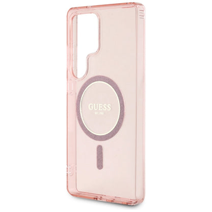 Étui MagSafe pour Samsung Galaxy S25 Ultra S938, Guess, IML Glitter Circle, Rose